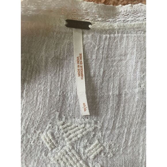 Free People white embroidered peasant blouse tunic top womens size S boho cotton - Picture 3 of 9